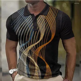 Męskie koszulki polo męska koszulka polo nadruk 3D prosta odzież męska ponadgabarytowa bluzka dla seniorów codzienna koszulka z krótkimi rękawami Street Casual Top Tee