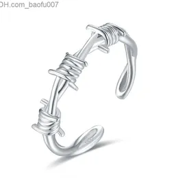 Obrączki ślubne 925 srebro otwarte regulowane kolczasty korona Twist ciernie pierścień z drutu dla kobiet mężczyzn gałąź drzewa cierń biżuteria nastoletnia dziewczyna Z230711