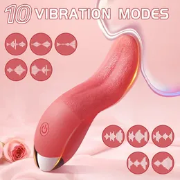 Vibratorer LICKLIP 10 lägen Stimulator Tungan Slickning G Spot Klitoral Dildo Bröstvårtan Onani Sexleksaker för kvinnor 230706
