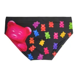 Men's Swimwear Swimming Trunks Close Fitted Men Swimming Trunks Quick Drying Wading Stylish Male Cartoon Bear Print Bathing Suit Briefs J230707