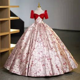 2023 abito quinceanera rosso paillettes pizzo applique sweetheart lunghezza del pavimento tulle corsetto indietro dolce 16 party ballo di fine anno abito da sera abiti bordeaux abito da laurea