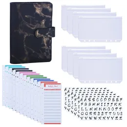 Filing Supplies A6 PU Leather Budget Binder with Pockets Expense Sheets Sticker Labels Money Saving Cash Envelopes System 230706