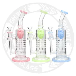 9.5 cali niebieski wysokiej jakości szisza recykler szklane bonga palenie fajka wodna Fab jet materix perc dab rigs