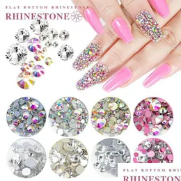 네일 아트 장식 1440pcs/팩 SS3-SS20 Crystal AB Rhinestones 3D 플랫 백 유리 장식 드롭 배달 건강 미용실 Dhyol