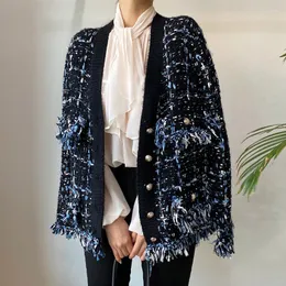 Maglieria da donna QNPQYX Corea Chic Cardigan da donna Autunno con scollo a V Nappa Lana Colore misto Maglioni lavorati a maglia Cappotto maglione nero a maniche lunghe larghe