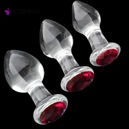 Brinquedos para adultos Tampão anal transparente de vidro de cristal rosa Diamond Butt sexy para homens e mulheres Inserção Buttplug Dildo Bdsm Analplug Sex Shop 230706