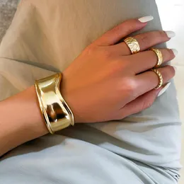 Pulseira prateada cor de ouro manguito punk moda vintage hip hop pulseiras largas para mulheres pulseiras pulseiras masculinas