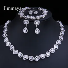 Strands Strings Emmaya Luxury Crystal Apparel Jewelry Set White Zircon Bracelet Pendant and Necklace Ring Earrings Wedding Party 230707