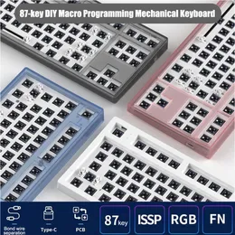 Tangentbord RGB LED Mekaniskt tangentbord för Flesports MK870 Programmerbar Bytbar DIY Typ C FL CMMK Satellite Shaft PC Kit 230706