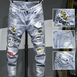 Mens Jeans Ripped Men Jean Homme Pantalon Streetwear Moda Hombre Denim Trousers Biker High Quality Male Patchwork Harem Fashion 230706