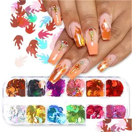 Nail Art Decorations Holographic Fire Summer Decoration Sticker Butterfly Circle Flakes 3D Sparkling Nails Sequins Diy Manicure Sets Dh7Ha