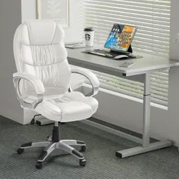Vineego Office Chair High Back Computer Chair Ergonomic Desk Chair, PU Leather Adjustable Height Modern Executive Swivel Task Chair,White