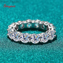 Alyans Alyans Smyoue 7Ct 5mm Tam Yüzük Kadınlar için Fırıltılı Yuvarlak Kesik Enerji Diamond Band S925 STERLING Gümüş Z230711