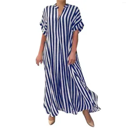 Casual Kleider Damen Streifen Mode Side Split Cardigan Rüschen Sommerkleid Frauen S Lang Für