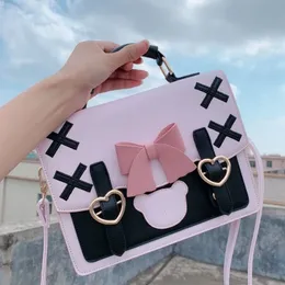 Evening Bags HOUZHOU Lolita Kawaii Shoulder Bag Women Jk Handbags Female Pink Messenger Crossbody Harajuku Designer Japanese 230707