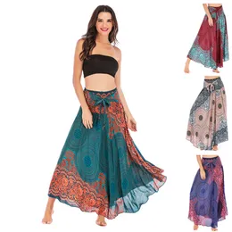 Gonne Fasciatura a vita alta Gonna Tailandia Halfbody Beach Vacation Danza del ventre Bohemian Indian Cotton Silk Tulle 230707