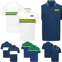 2023 Yeni F1 Team Çizgili Polo Gömlek Formül 1 T-Shirt Racing Sport Erkek T-Shirt Yaz Büyük Boy Jersey T-Shirt Unisex