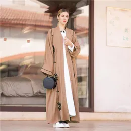 Roupas étnicas Dubai Abaya Muçulmana Mulheres Bordadas Vestido Longo Maxi Kimono Jilbab Kaftan Turco Cardigã Aberto Islamismo Vestido de Festa do Ramadã