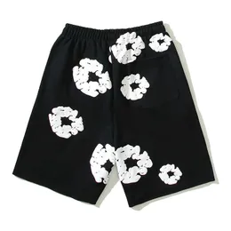 Denim teers shorts bomulls krans svett shorts grå män avslappnad kör kort för sommaren billiga blommor denim teaes 623