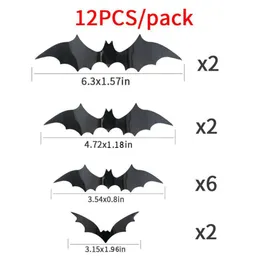 Strona dekoracji hurtowych 12 sztuk/zestaw czarny 3D Diy pcv nietoperz naklejka ścienna naklejka strona główna Halloween upuść dostawa ogród materiały świąteczne wigilia Dhpj6