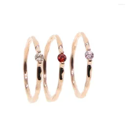 Cluster Rings Elegant 925sterling Silver Colorful Cz Birthstone Bride Wedding Engagement Heart Ring Delicate Rose Gold Thin