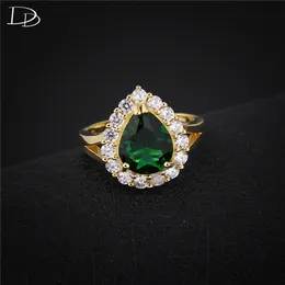 Vigselringar Charmig 585 guldfärgad ring vintage grön sten smycken Eleganta ringar för kvinnor lyx bröllop förlovning Anel Dd201 230706