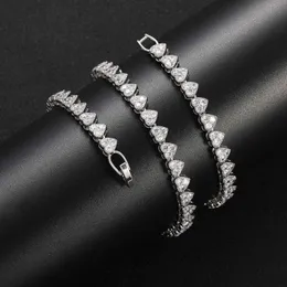 Colar Gzw Jóias Hip Hop New Love Zircão 6,5 mm de largura em forma de coração Casal masculino e feminino Colar de zircônia cúbica com diamante completo personalizado