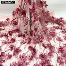Popularny projekt francuskie koronki tkaniny zroszony 3d kwiaty tkaniny suknia ślubna dla nowożeńców koronkowa liliowa tiulowa koronka afrykańska JLW-222286M