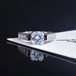 Cluster-Ringe aus massivem Sterlingsilber 925 Diamantring für Frauen Herkunft Eheringe Schmuck Bizuteria FL Edelstein Anel Frauen