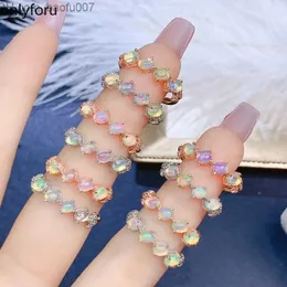 مع الحجارة الجانبية مع الحجارة الجانبية Cincin Opal Alami Baru 925 Wanita Perak Warna Warni Mewah Elegan C Dan Z230710