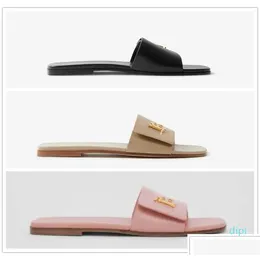 Slippers Brand Sandals L Home Milan Fashion Week Catwalk Style Sheepskin Inside Size 35-42 Belt Box Drop Delivery Shoes Accessories