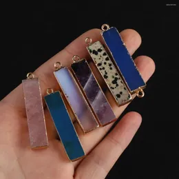 Anhänger Halsketten Naturstein Anhänger Rechteck vergoldet Opal Quarze für Modeschmuck Herstellung DIY Frauen Halskette Geschenke