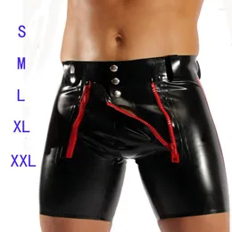 Herrshorts Sexiga män Vilda PVC-lädertrosor Blixtlås Öppen Kort Boxer Wetlook Clubwear Jockstrap Fetisch Gay Wear Erotiska underkläder