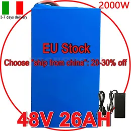 Luci ad alta potenza 48v 25ah Batteria al litio 48 V 500W 1000W 1500W 2000 W Batteria per bici elettrica 48V 20AH 25Ah pacco batteria ebike+caricatore 5A