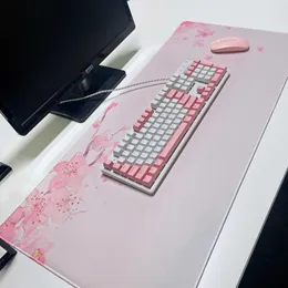 Mouse Pads Wrist Pink Cherry Blossoms Speed Locking Edge Large Natural Rubber Mouse Pad Waterproof Game Desk Mousepad Keyboard Mat For Ladies R230707
