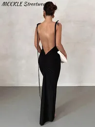 Stedelijke Sexy Jurken Sexy Backless Dames Feestjurk Maxi Slip Schede Lange Vrouwelijke Jurken Effen Ruches Slanke Dame Eveing Robe Lente Zomer 230706