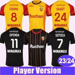 2023 24 RC Lens FOFANA SOTOCA Palyer Version Fotbollströjor herr MEDINA BOURA GRADIT Hemma Borta Kortärmade Fotbollströjor