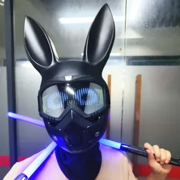 Maski imprezowe Królik Maska LED Maska świąteczna Bar Masquerade Bunny Girl Maska na uszy Maski na Halloween Maska anime Dzieci Twarz Shild Party Cosplay 230706