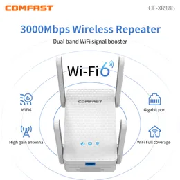 Routery WIFI 6 Gigabit bezprzewodowy przedłużacz AX3000 dwuzakresowy 2 4 5Ghz Wi Fi6 wzmacniacz rozszerzenia sygnału Repeater daleki zasięg Ethernet wzmacniacz 230706