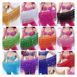 Home Clothing Belly Dance Costume Shine Tassel Fringe Hip Belt Waist Wrap Skirt Dancing 30Pcs/Lot T2I334 Drop Delivery Garden Wear Dh6Gp