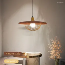 Pendant Lamps Lamp Led Wood Lighting Fixture Aisle Loft Indoor Bar Decor Modern Japanese Style Wooden Lights Chandelier La