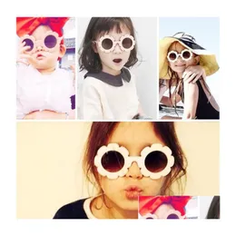 Sunglasses 2021 Sun Flower Kids Cute Round Shape Baby Sunglass Sparkling Bling Flowers Children Eyeglasses M024 Drop Delivery Matern Dhmux