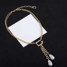 Barock Pearl Statement Halsband 18K guldpläterade klassiska designerhalsband Brevhängen Kedja Mode Bröllopssmycken för kvinnor