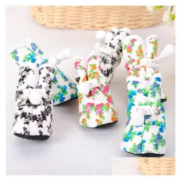 Dog Apparel Wholesale - Newest Rain Boots Waterproof Shoes Indoor Pet Printed Anti-Skid 3 Colors Ia029 Drop Delivery Home Garden Supp Dhqbr