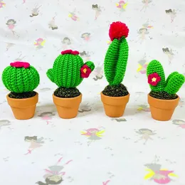 Decorative Flowers 1PC High Quality Artificial Plants Bonsai Simulation Small Potted Ornaments Gifts Handwoven Crochet Cactus Home Room