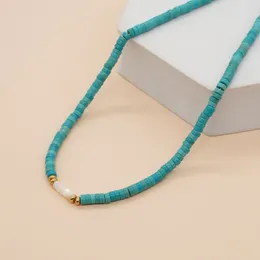 Łańcuchy Go2boho minimalistyczna turkusowa przyjaźń pozłacane naszyjniki dla kobiet Boho Summer Beach modna biżuteria akcesoria