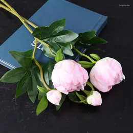 Dekorativa blommor 1 st konstgjord bukett Vacker sidenpion Bröllop Hembord Dekor Ordna falska växter Alla hjärtans dag present