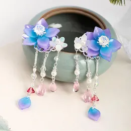 Hair Clips Girls Tassel Flower Headdress Children's Antique Accessories Hairpin Cute Firm Pretty Elegant 2pcs Jewelry Ornament