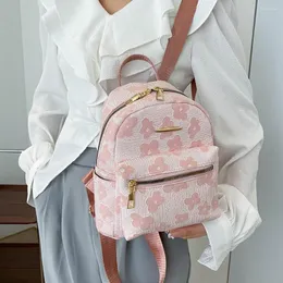 Mochilas escolares Mujer Imprimir Bolso pequeño Hombro Flor Mochila Mini paquete para bolsa multifunción Cuero Teléfono Señoras