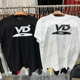 Herr t-shirts överdimensionerade vintage vujade t-shirt högkvalitativt brevtryck tungvikt tvättad kort ärm bomull t skjortor för män kvinnor t230707